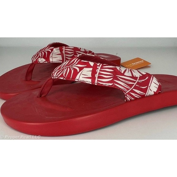 FLIP FLOP Thong Sandals Men's Size 9 or 11 Red Soft Science Waterfall Palm - Picture 1 of 6